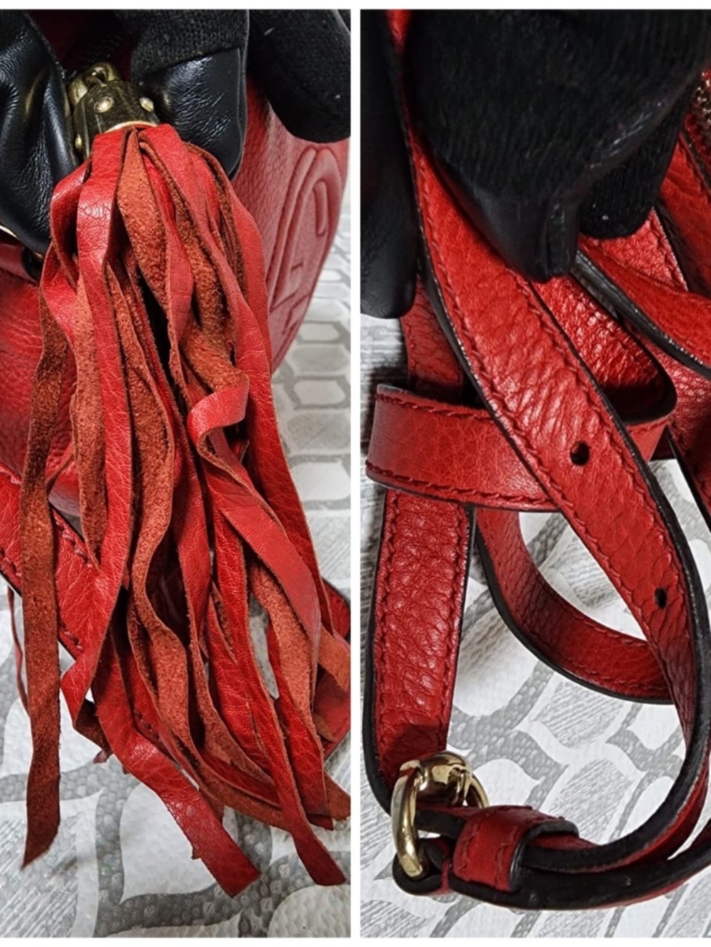 Authentic GUCCI Pebbled Calfskin Small Soho Disco Crossbody Bag Red - Picture 9 of 15